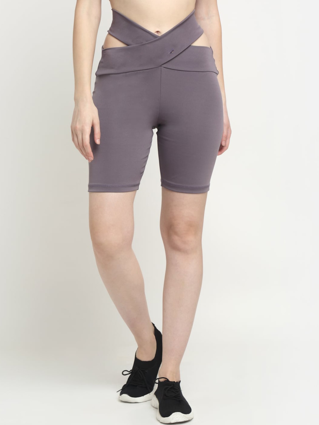 

EVERDION Women Lavender Slim Fit High-Rise Training or Gym Sports Shorts