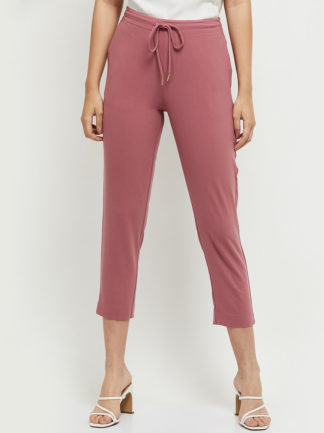 

max Women Pink Solid Trousers