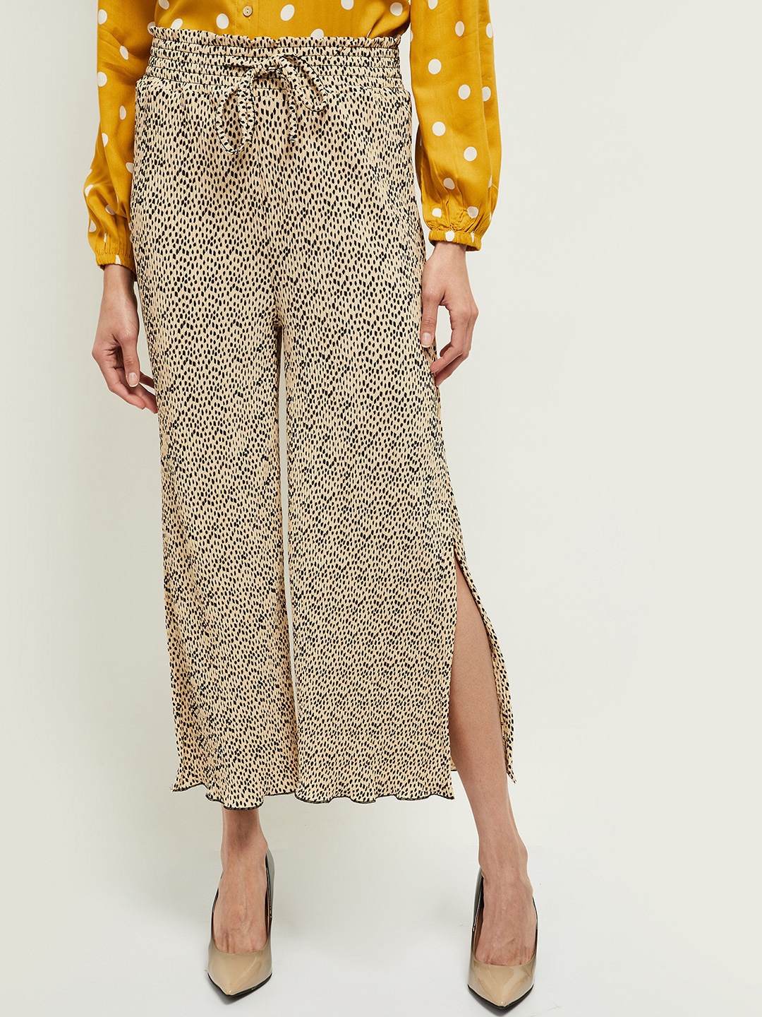 

max Women Cream-Coloured Printed Culottes Trousers