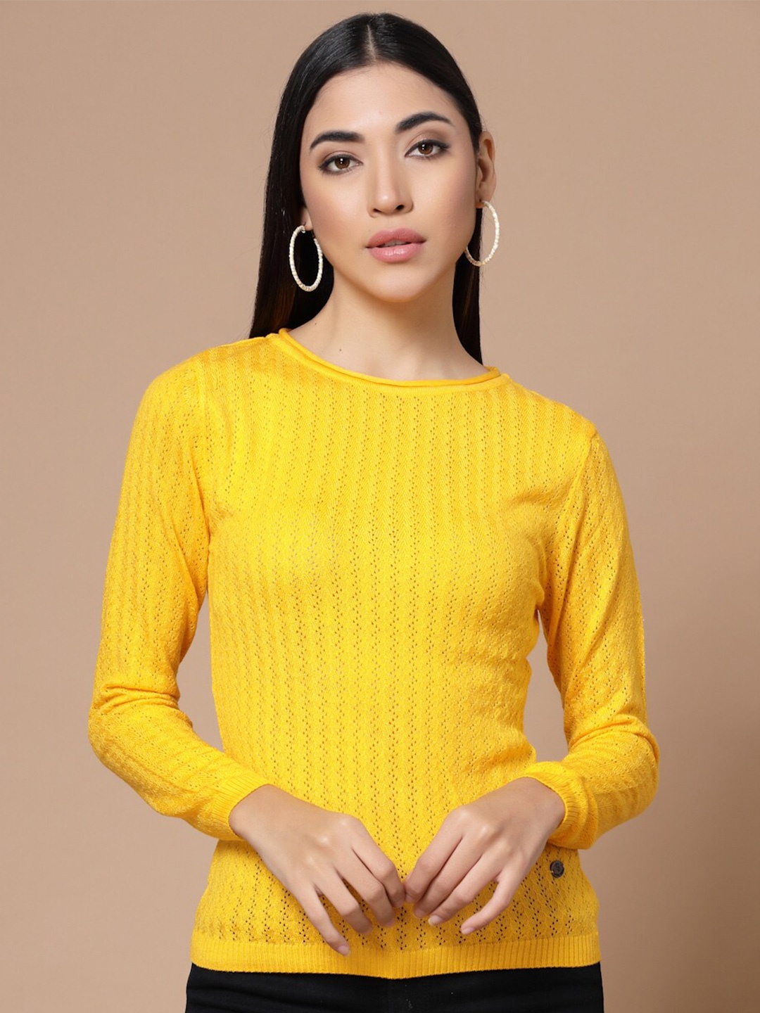 

Wool Trees Women Yellow Striped Pullover