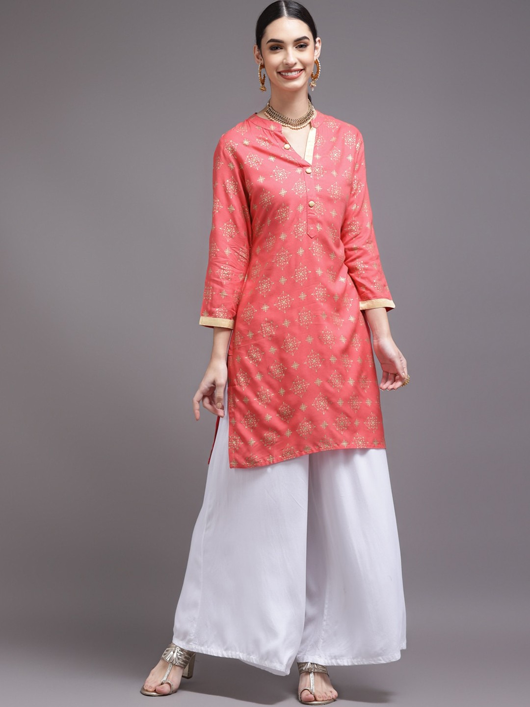 

KALINI Women Pink Ethnic Motifs Printed Kurta