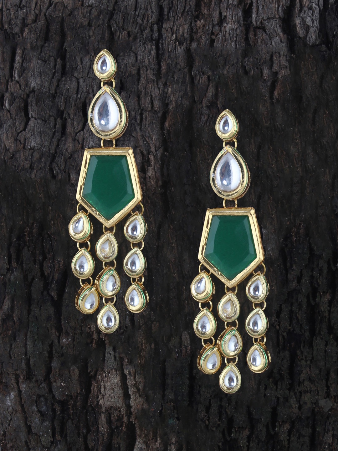 

LUCKY JEWELLERY Green Geometric Drop Earrings