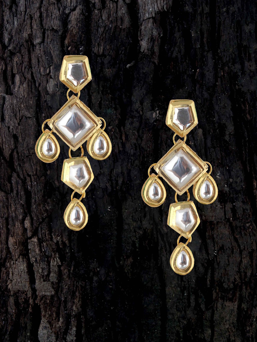 

LUCKY JEWELLERY White Geometric Drop Earrings
