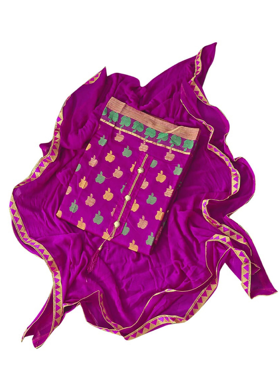 

KALINI Purple & Green Unstitched Dress Material