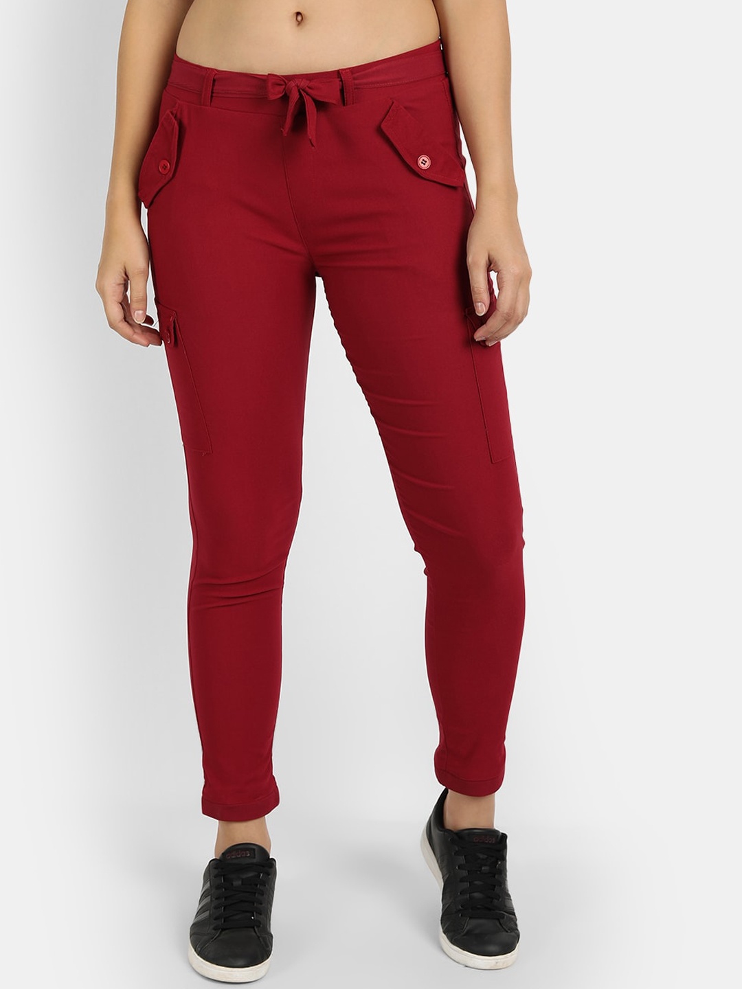 

BROADSTAR Women Maroon Slim Fit Easy Wash Trousers