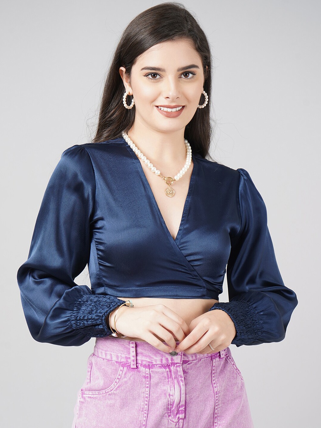 

DIVA WALK EXCLUSIVE Blue Wrap Crop Top
