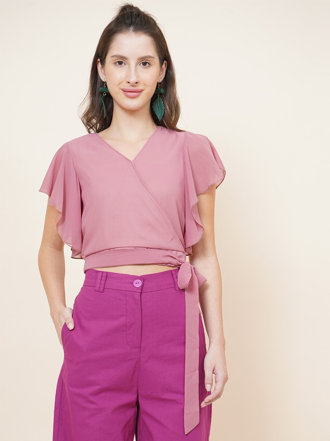 

DIVA WALK EXCLUSIVE Pink Wrap Crop Top