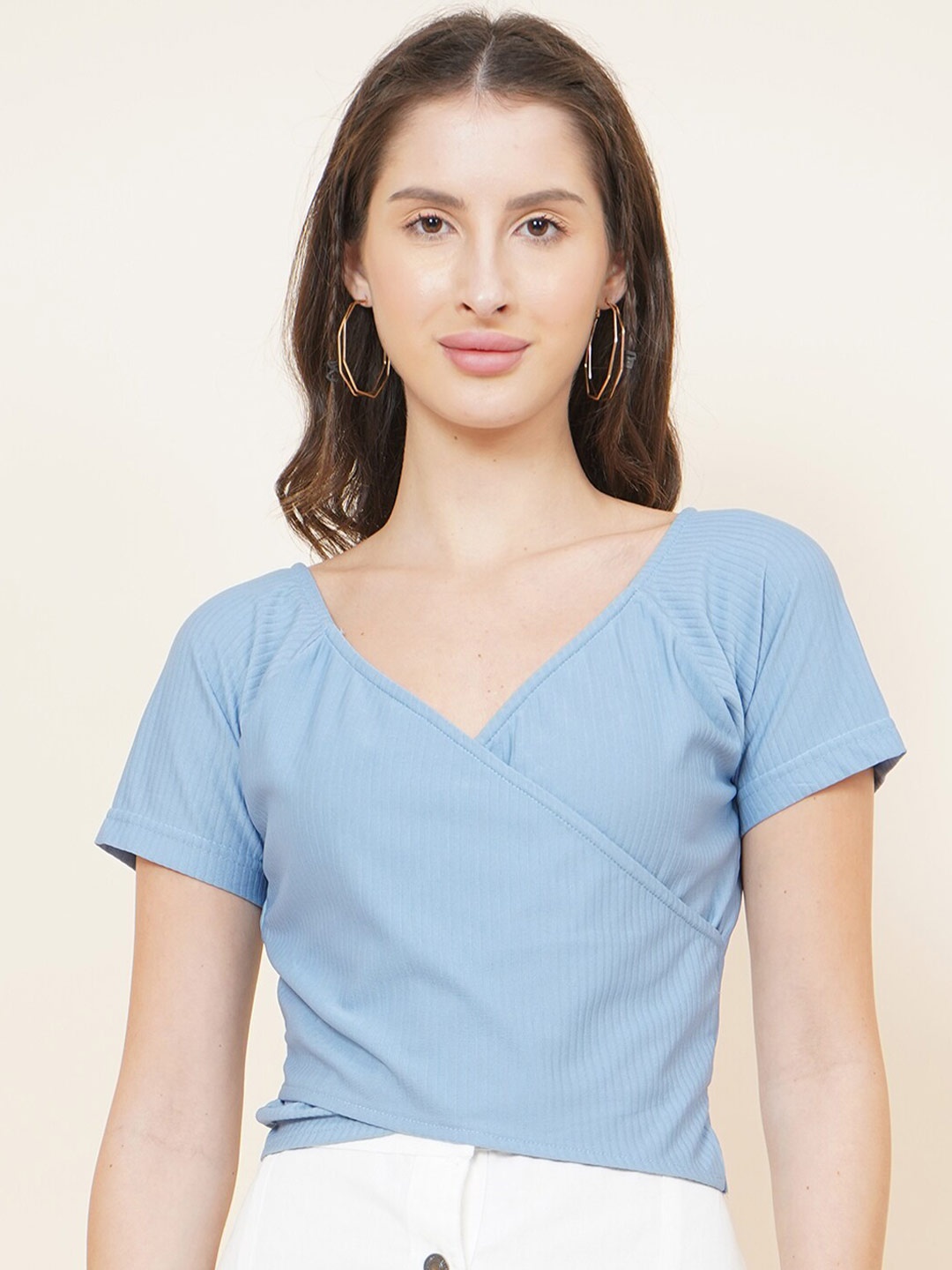 

DIVA WALK EXCLUSIVE Blue Wrap Crop Top