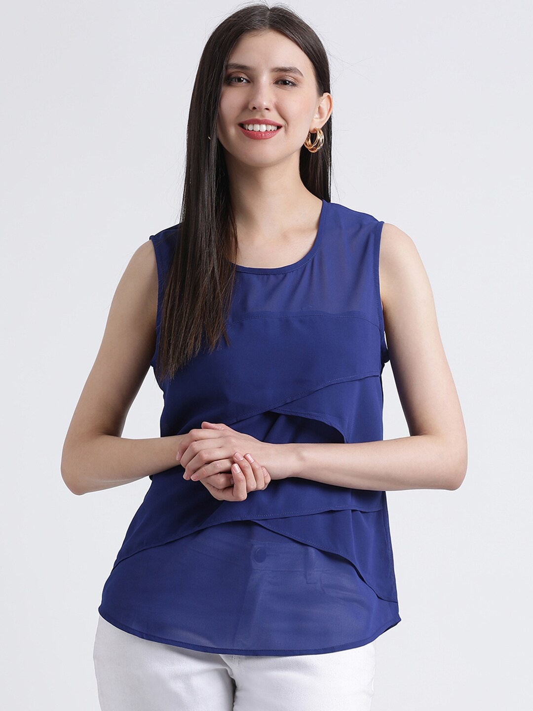 

DIVA WALK EXCLUSIVE Blue Layered Georgette Top