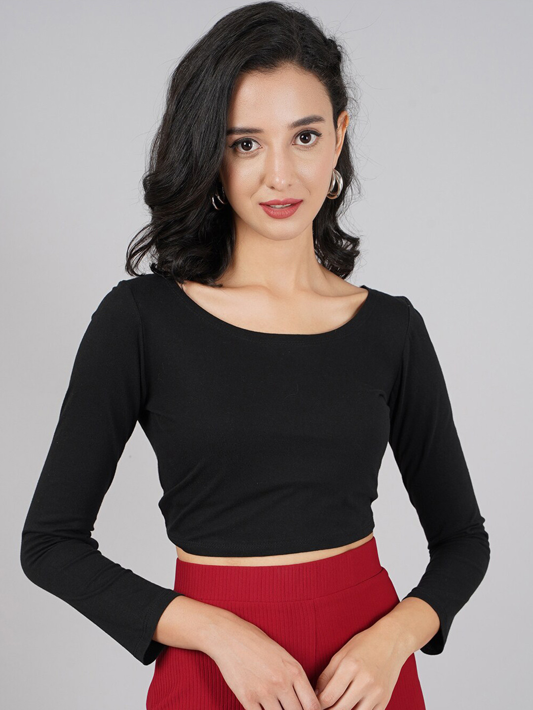 

DIVA WALK EXCLUSIVE Black Pure Cotton Knitted Crop Top