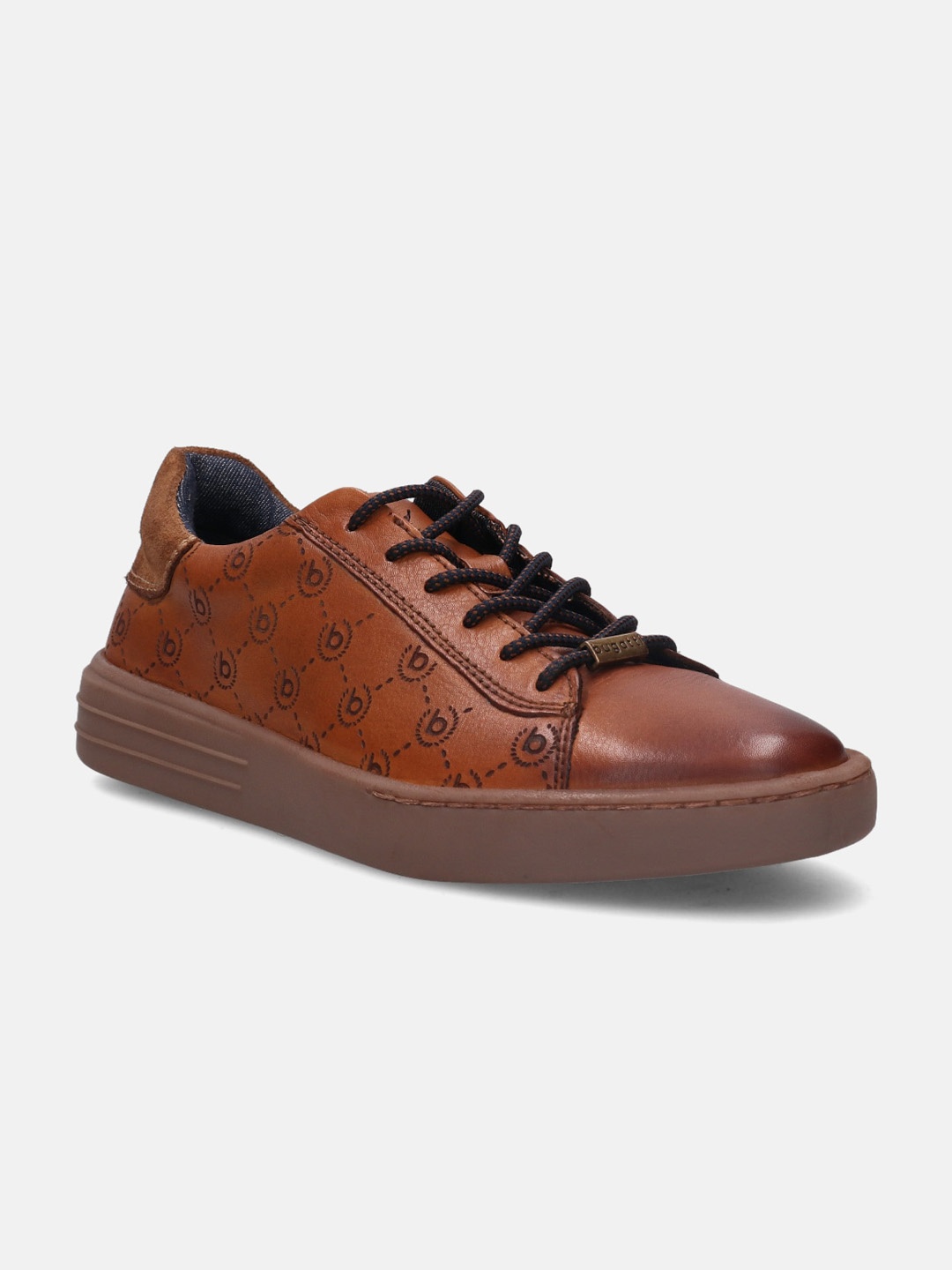 

Bugatti Men Tan Perforations Leather Sneakers