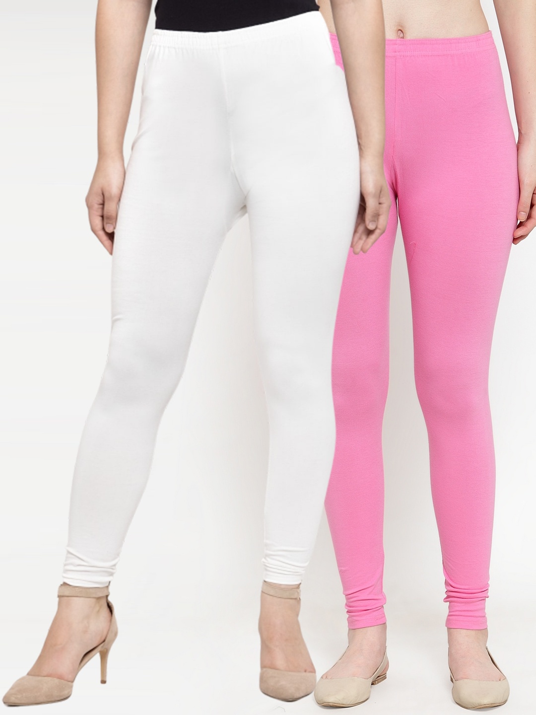

Jinfo Women Pack Of 2 Solid Churidhar-Length Leggings, White