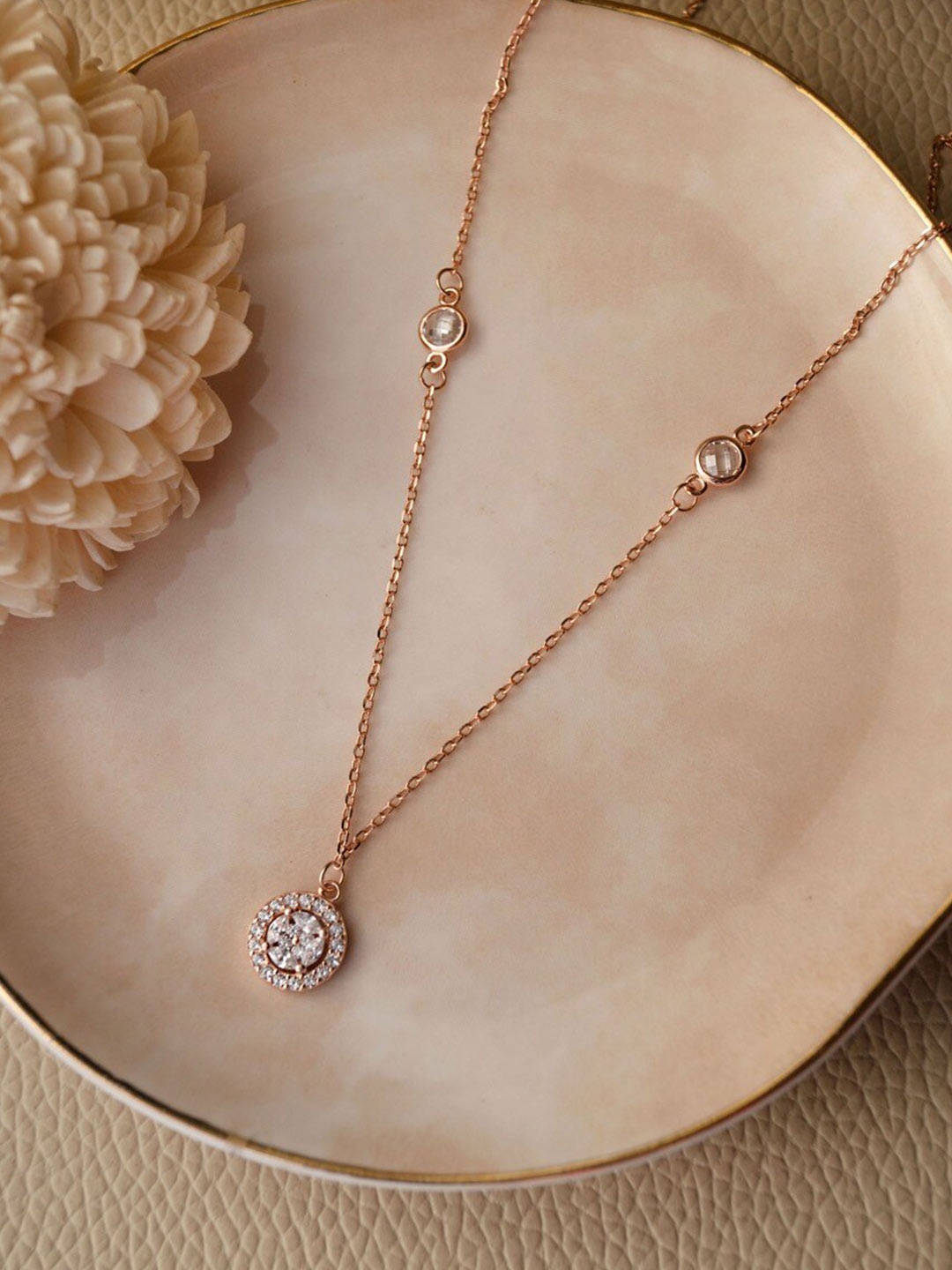 

MANNASH Rose Gold & White 925 Sterling Silver Rose Gold-Plated Necklace