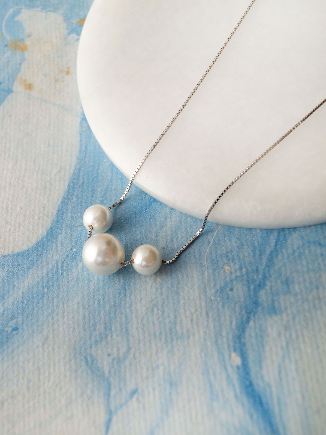 

MANNASH Silver-Toned & White Pearls 925 Sterling Silver Rhodium-Plated Necklace