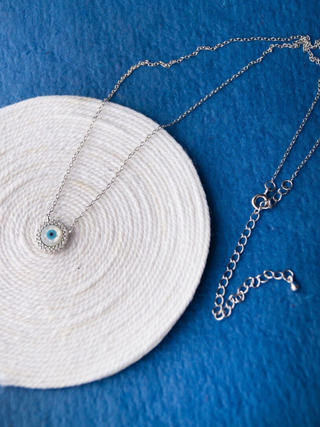 

MANNASH Silver-Toned & White Sterling Silver Rhodium-Plated Necklace