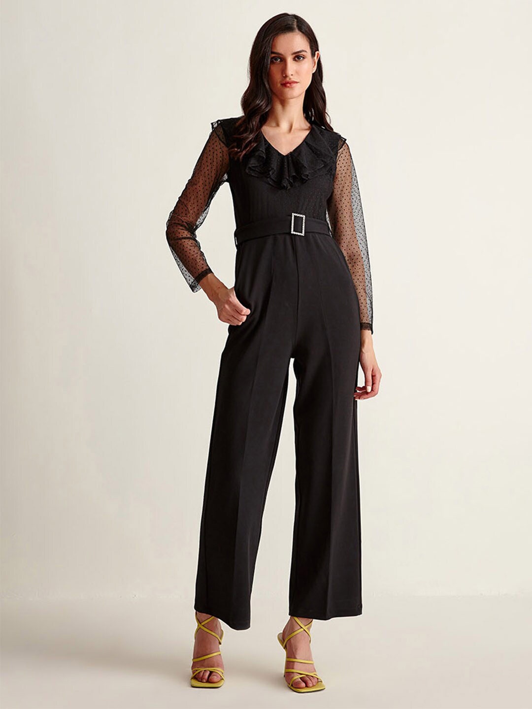 

COVER STORY Black Ruffled Basic Jumpsuit