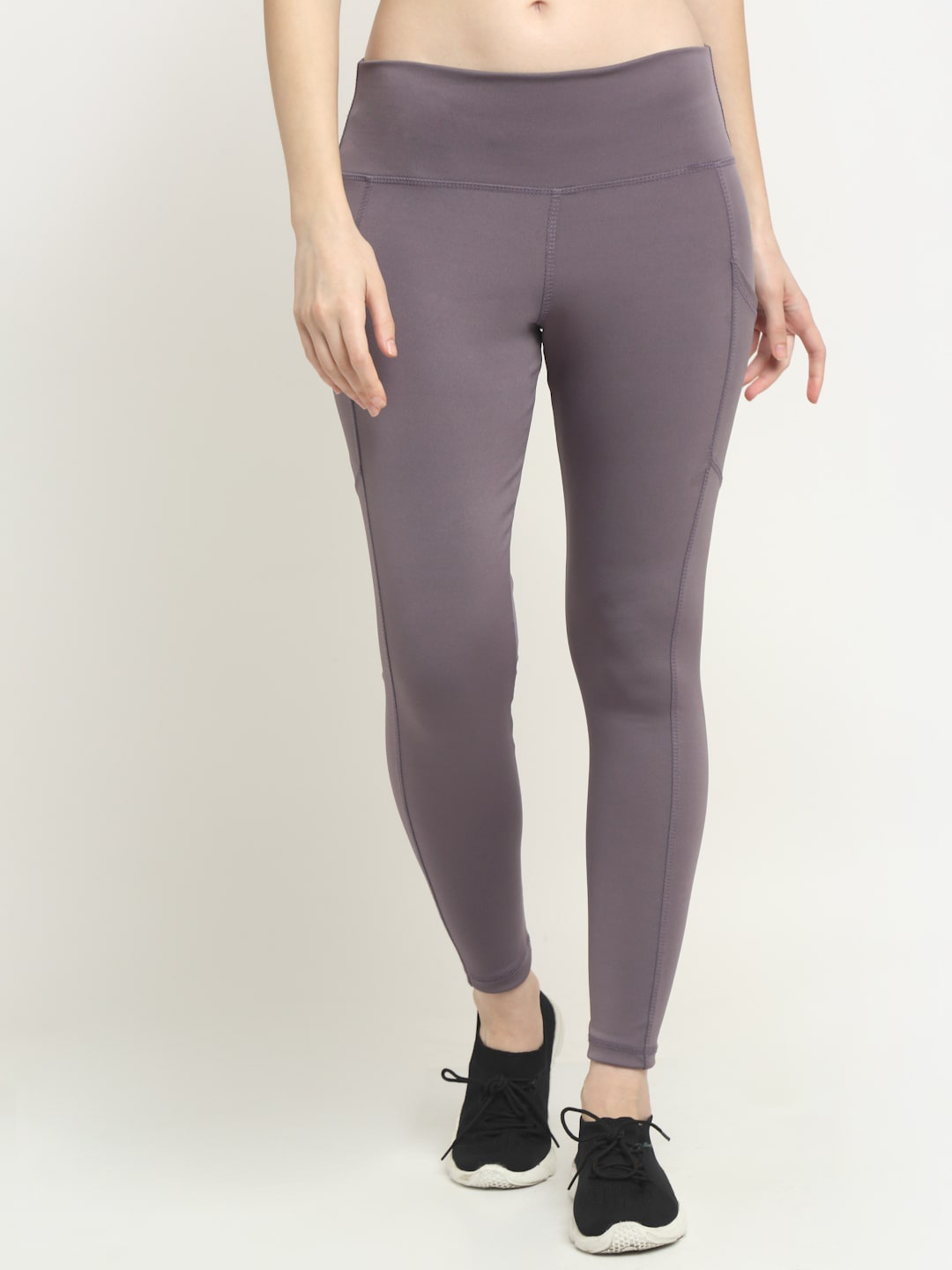 

EVERDION Women Lavender-Colored Solid Slim-Fit Rapid-Dry Tights