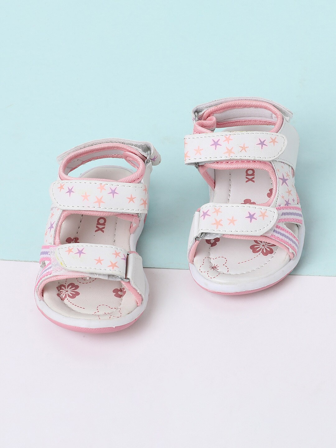 

max Girls White & Pink PU Comfort Sandals