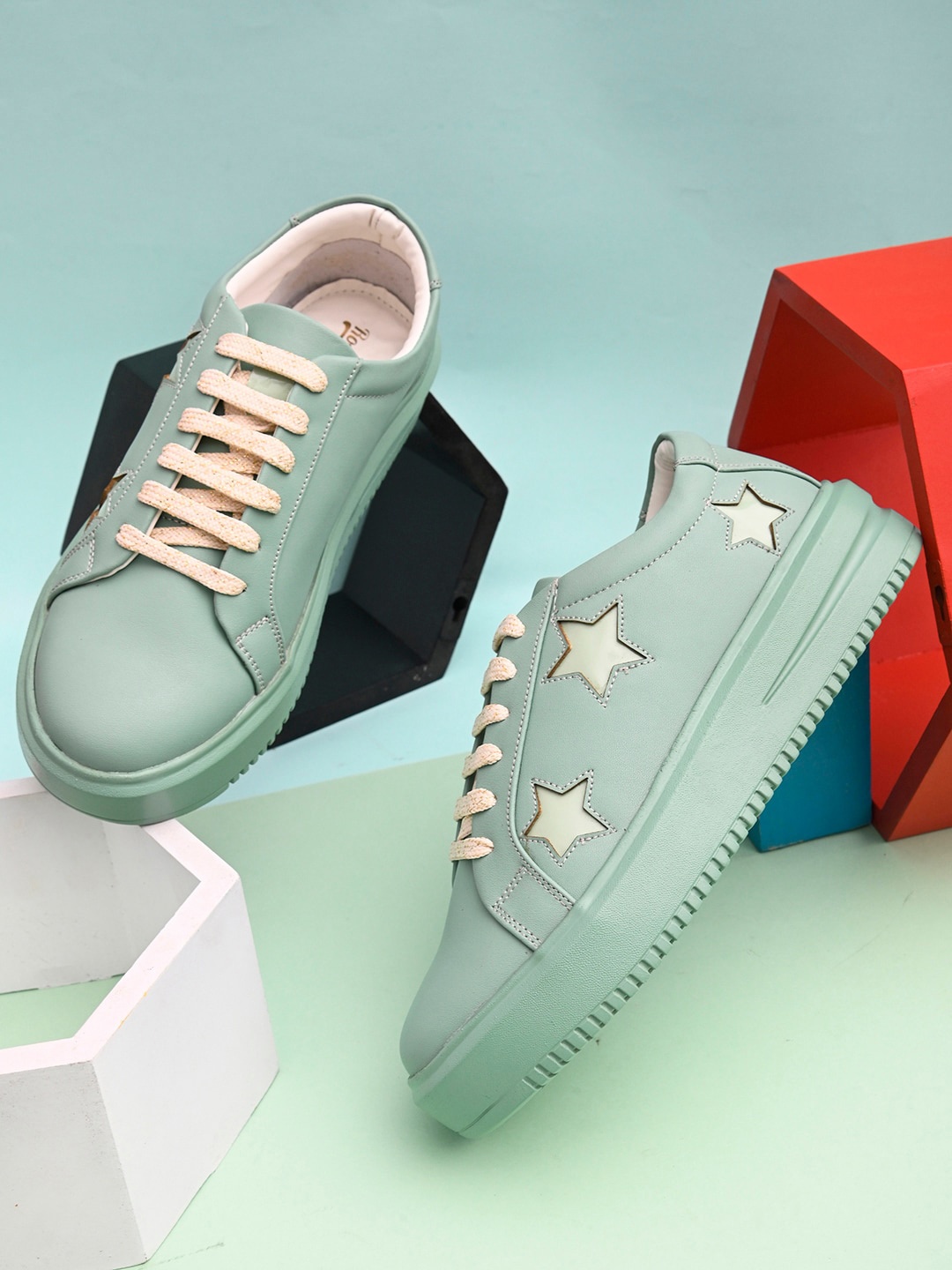 

Roadster Women Green Colourblocked Sneakers