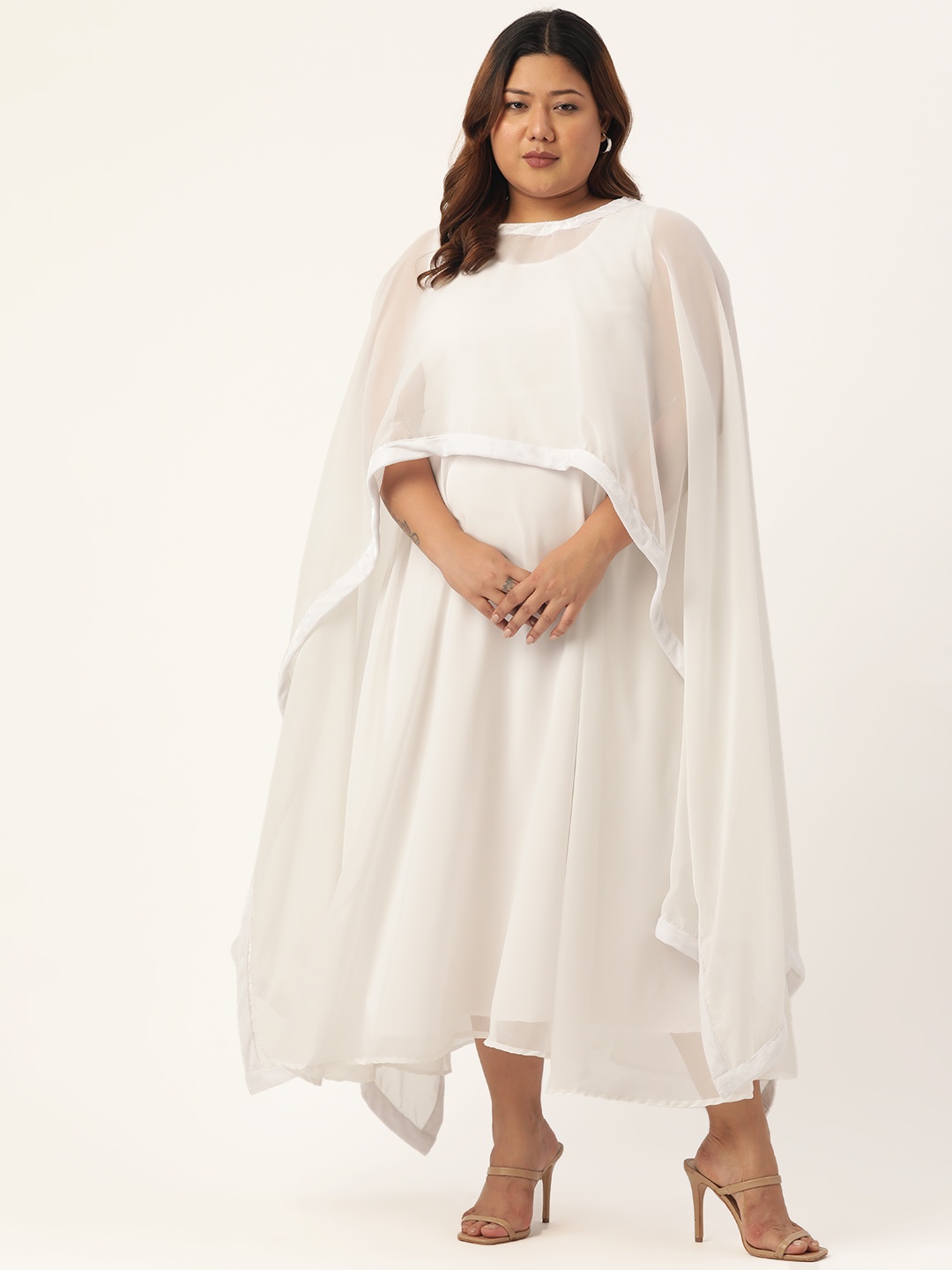 

theRebelinme Women White Solid Fit & Flare Maxi Dress