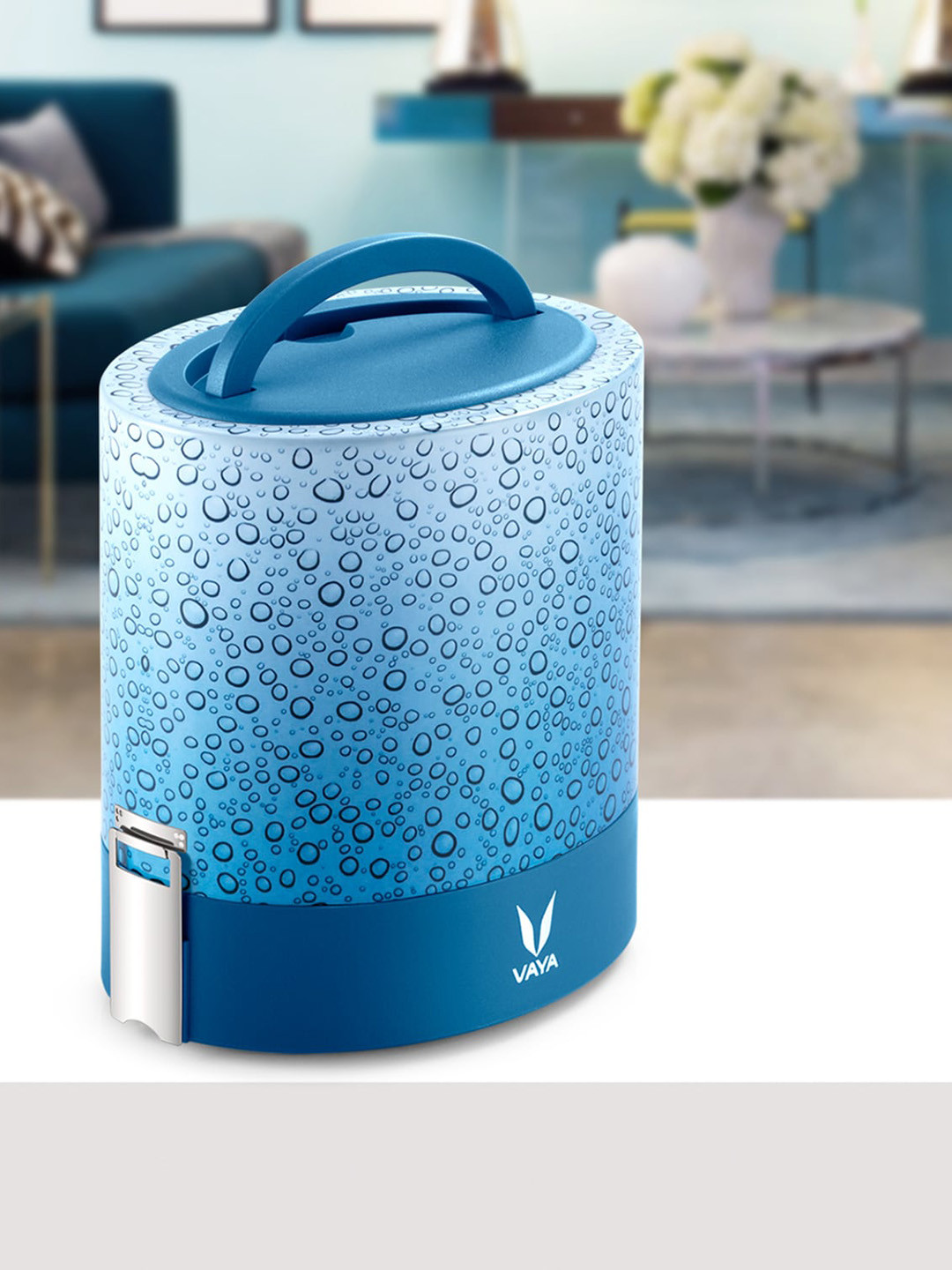

Vaya Blue Printed Stainless steel Four Piece Lunch Box 1L