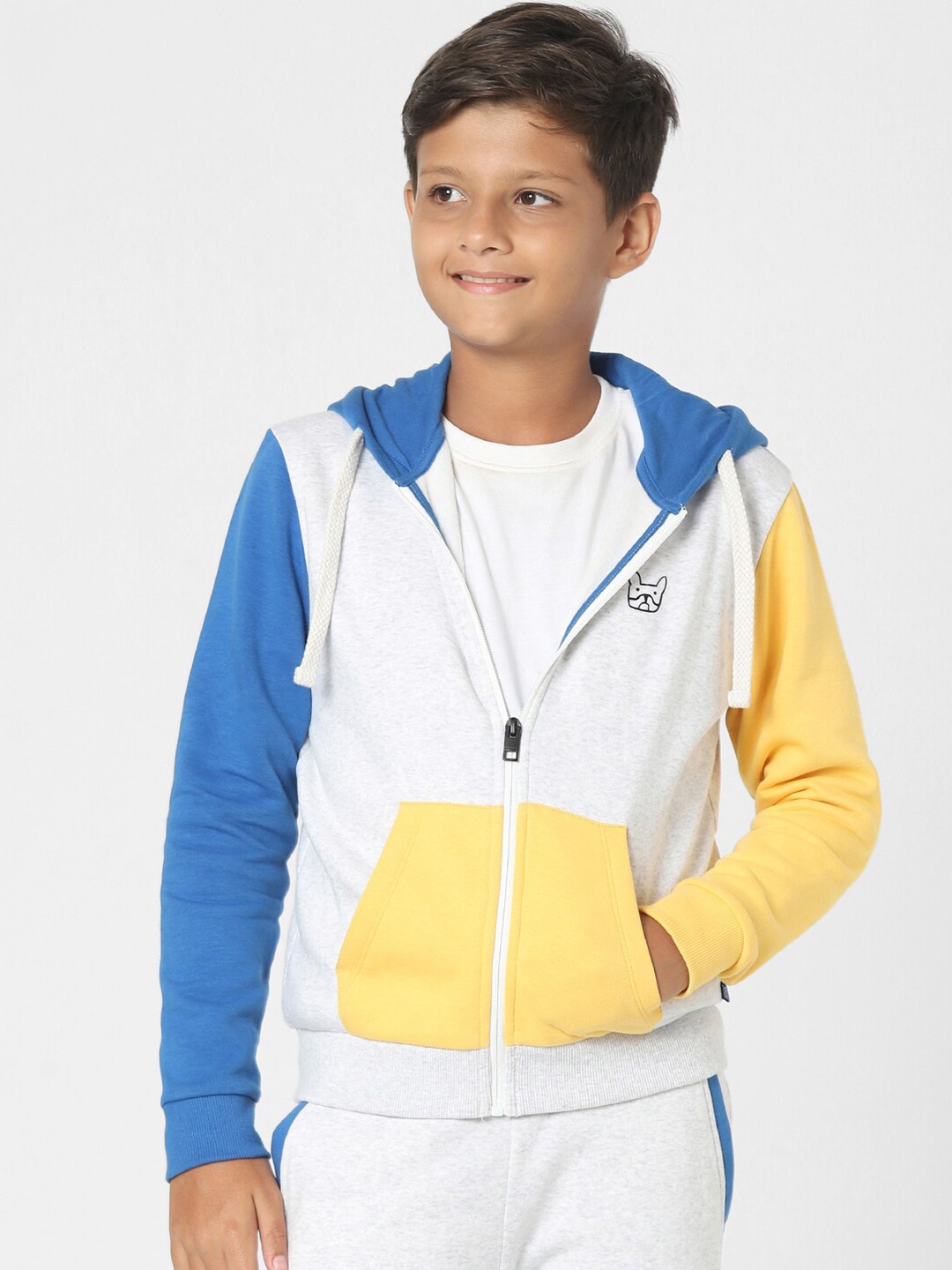

Jack & Jones Junior Boys Blue Colourblocked Hooded Sweatshirt