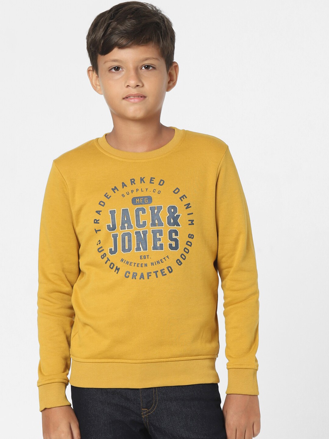 

Jack & Jones Junior Boys Yellow Printed Round Neck Sweatshirt