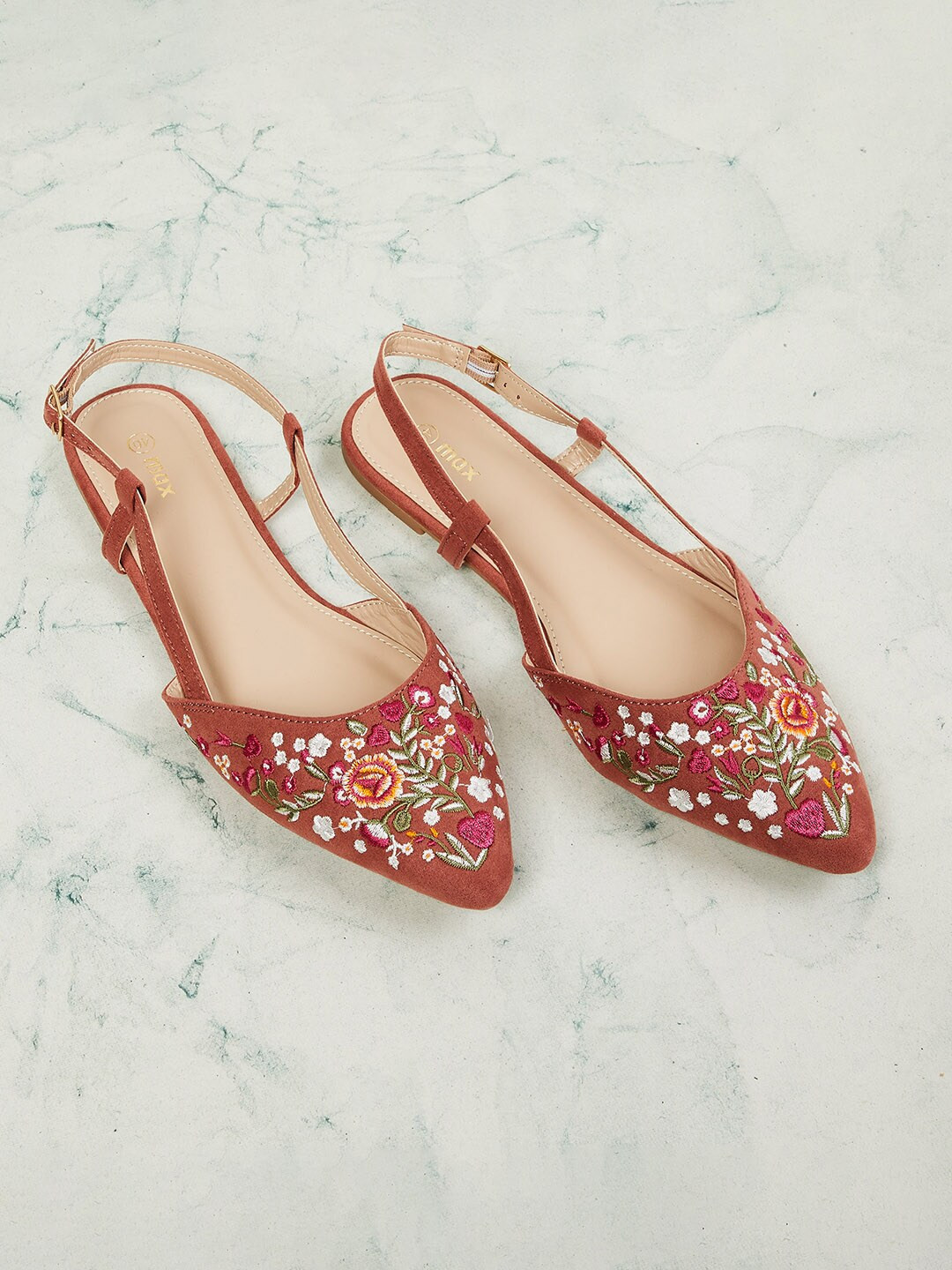 

max Women Pink Mules with Embroidered Flats