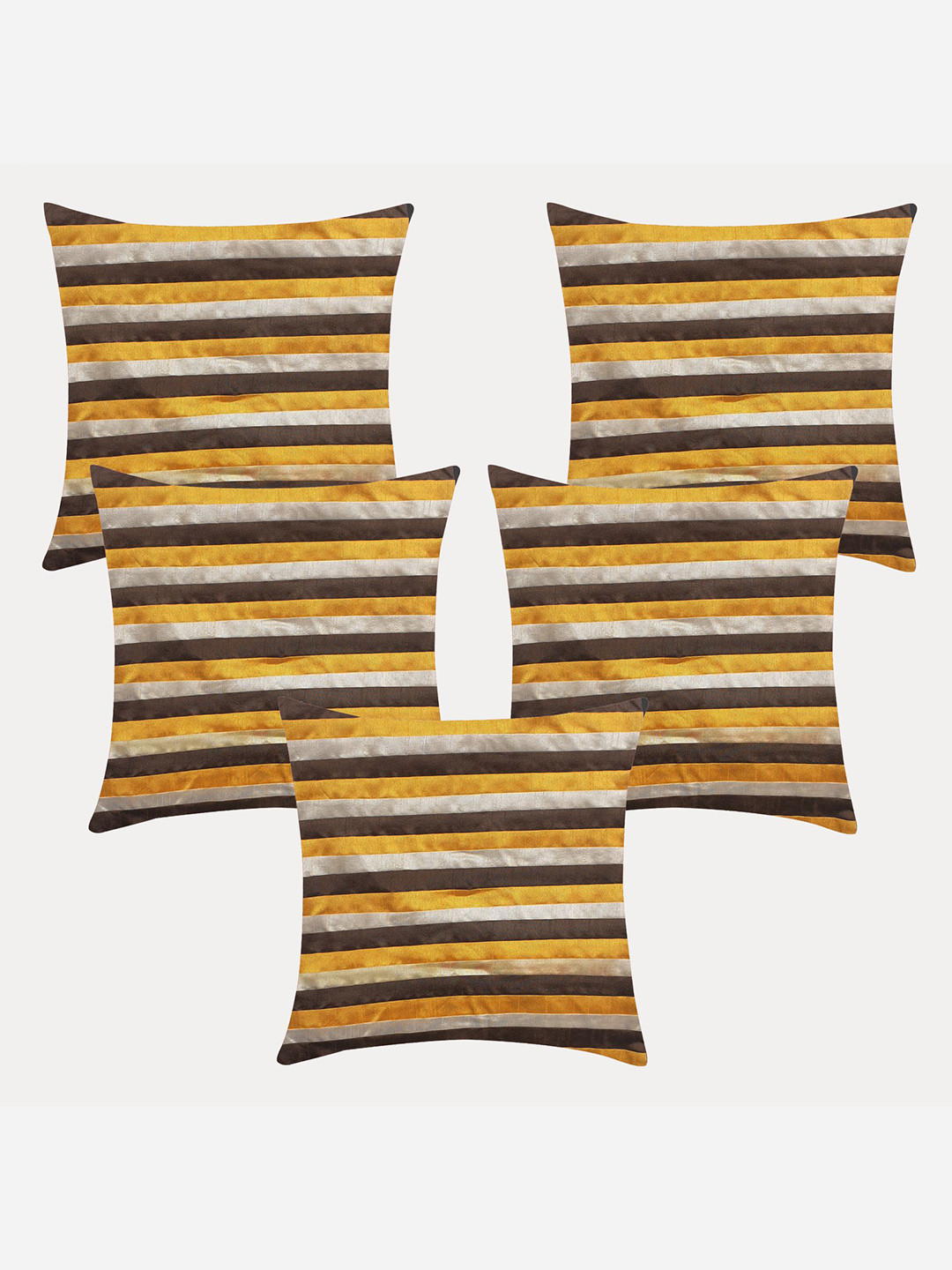 

Molcha Yellow & Brown Set of 5 Striped Square Cushion Covers