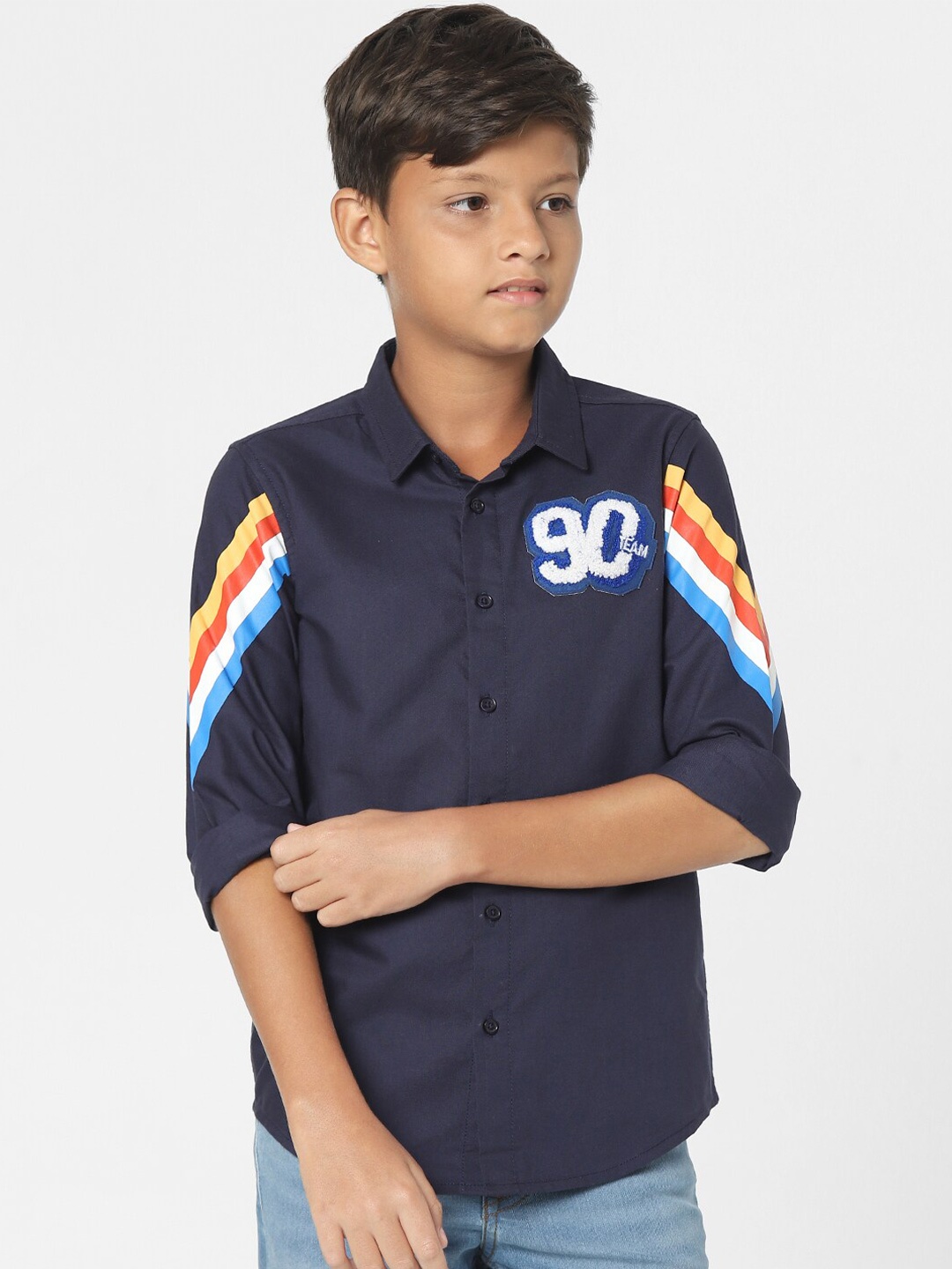 

Jack & Jones Junior Boys Navy Blue Solid Casual Shirt