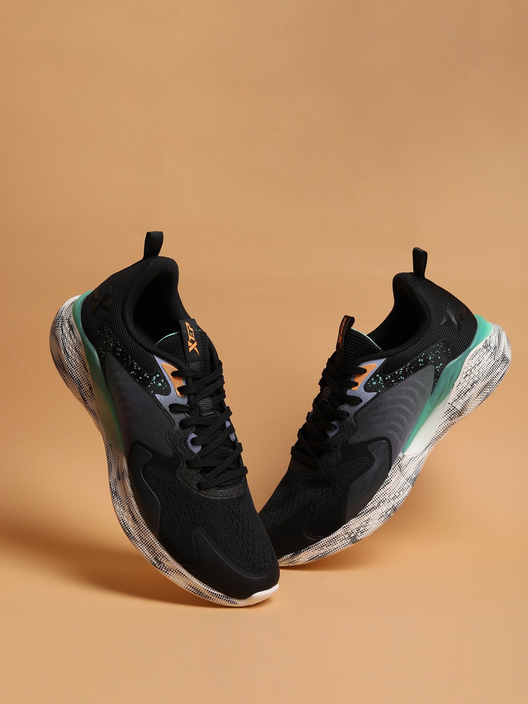 

Xtep Men Black Textile Running Non-Marking Shoes
