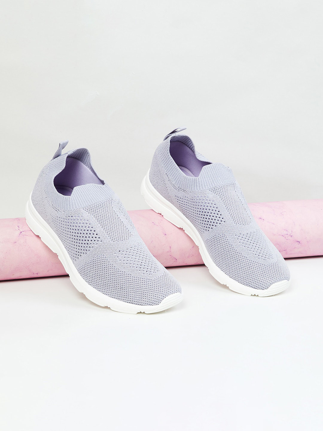 

max Women Purple Woven Design Slip-On Sneakers