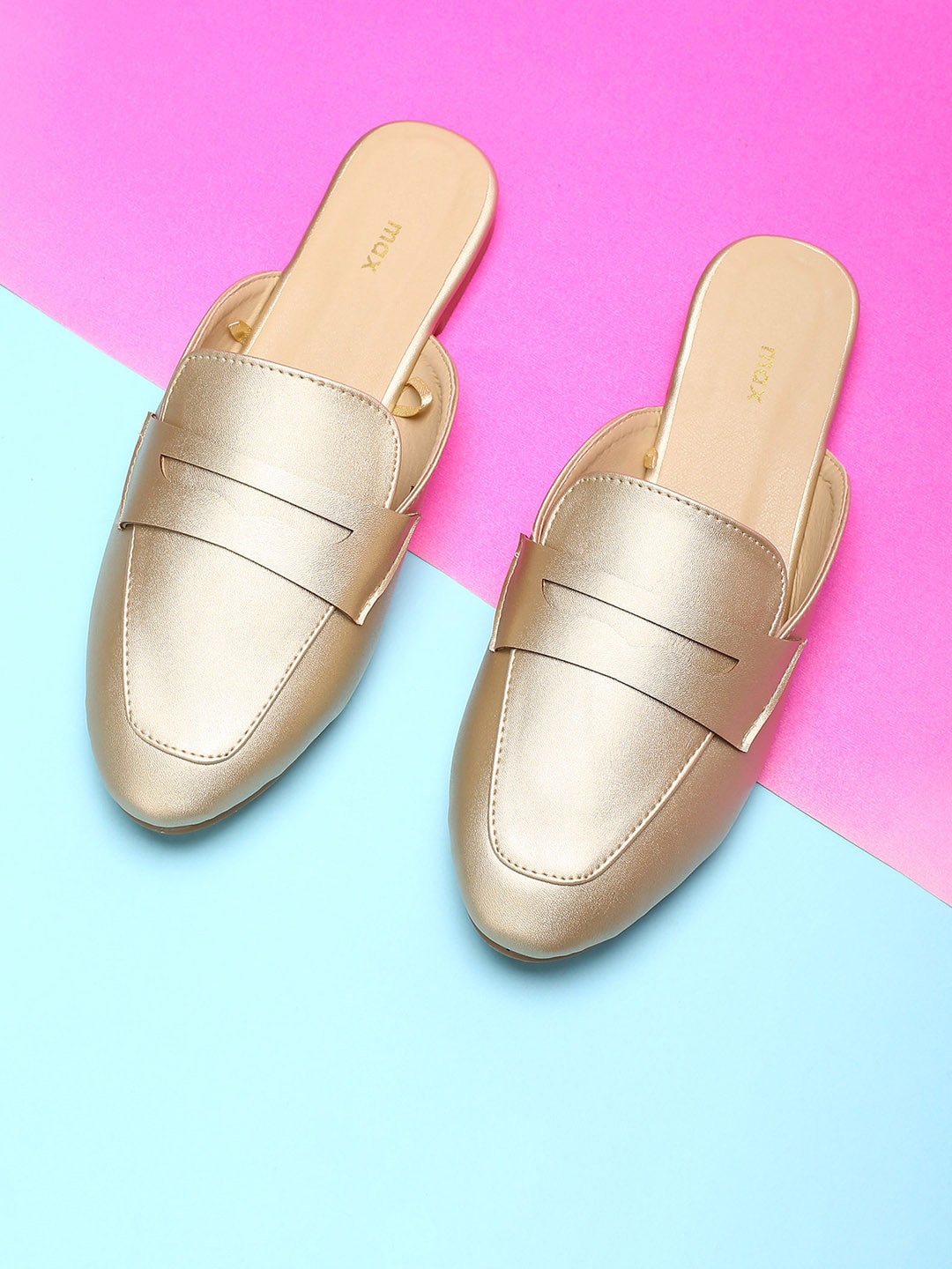 

max Women Gold-Toned Solid Mules