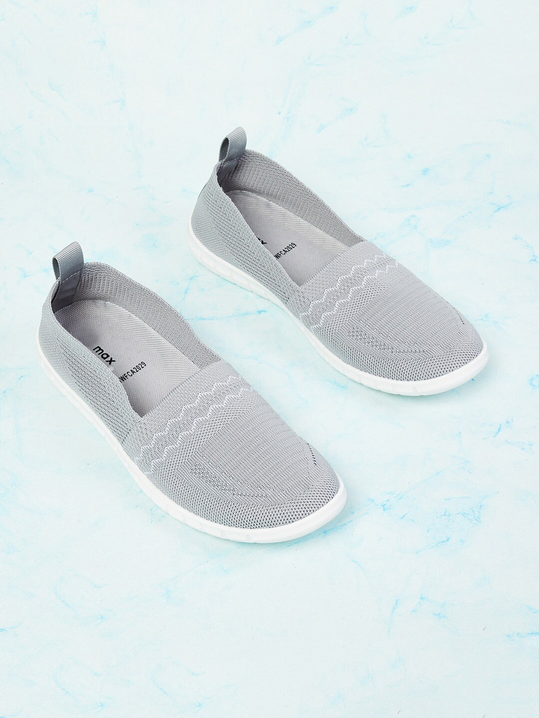 

max Women Grey Perforations Slip-On Sneakers