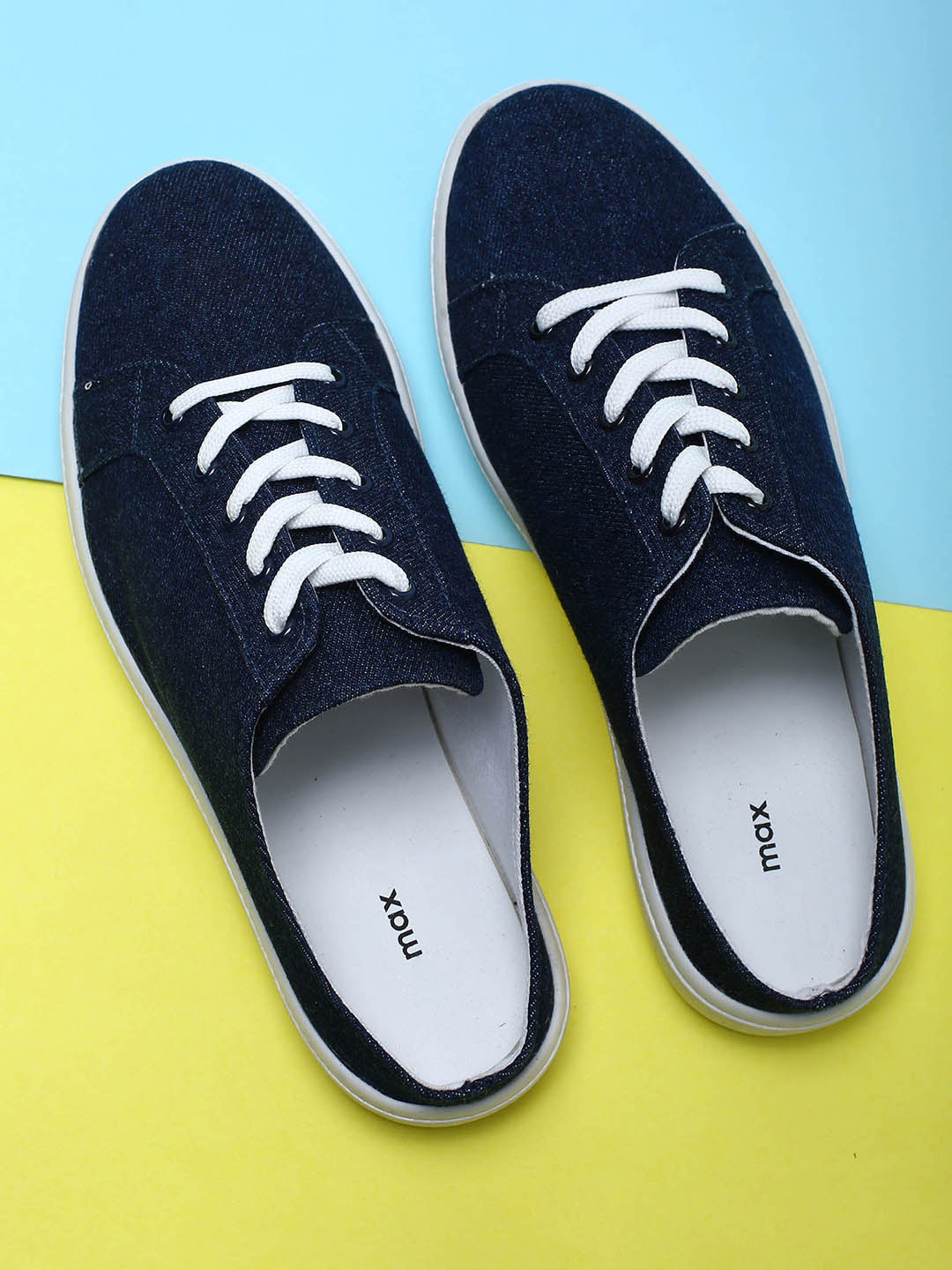 

max Women Navy Blue Colourblocked Slip-On Sneakers
