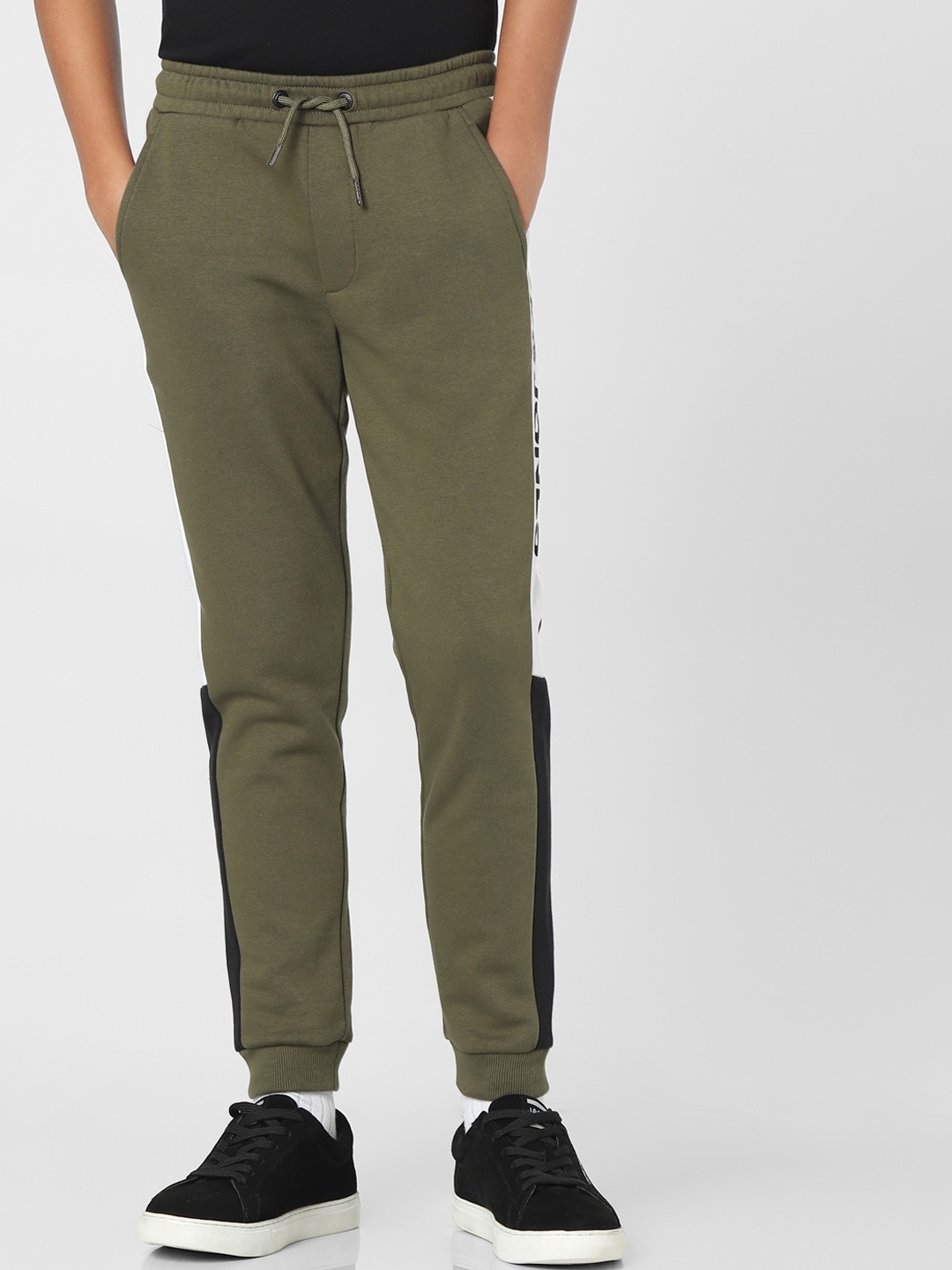

Jack & Jones Junior Boys Green Printed Cotton Joggers