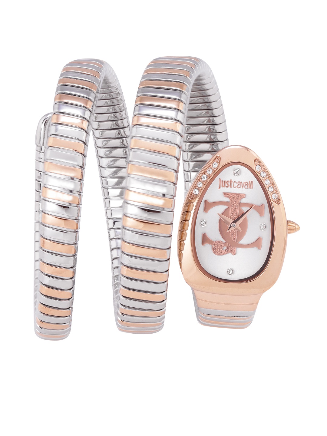 

Just Cavalli Women Silver-Toned Dial & Gold-Plated Strap Analogue Watch JC1L228M0085