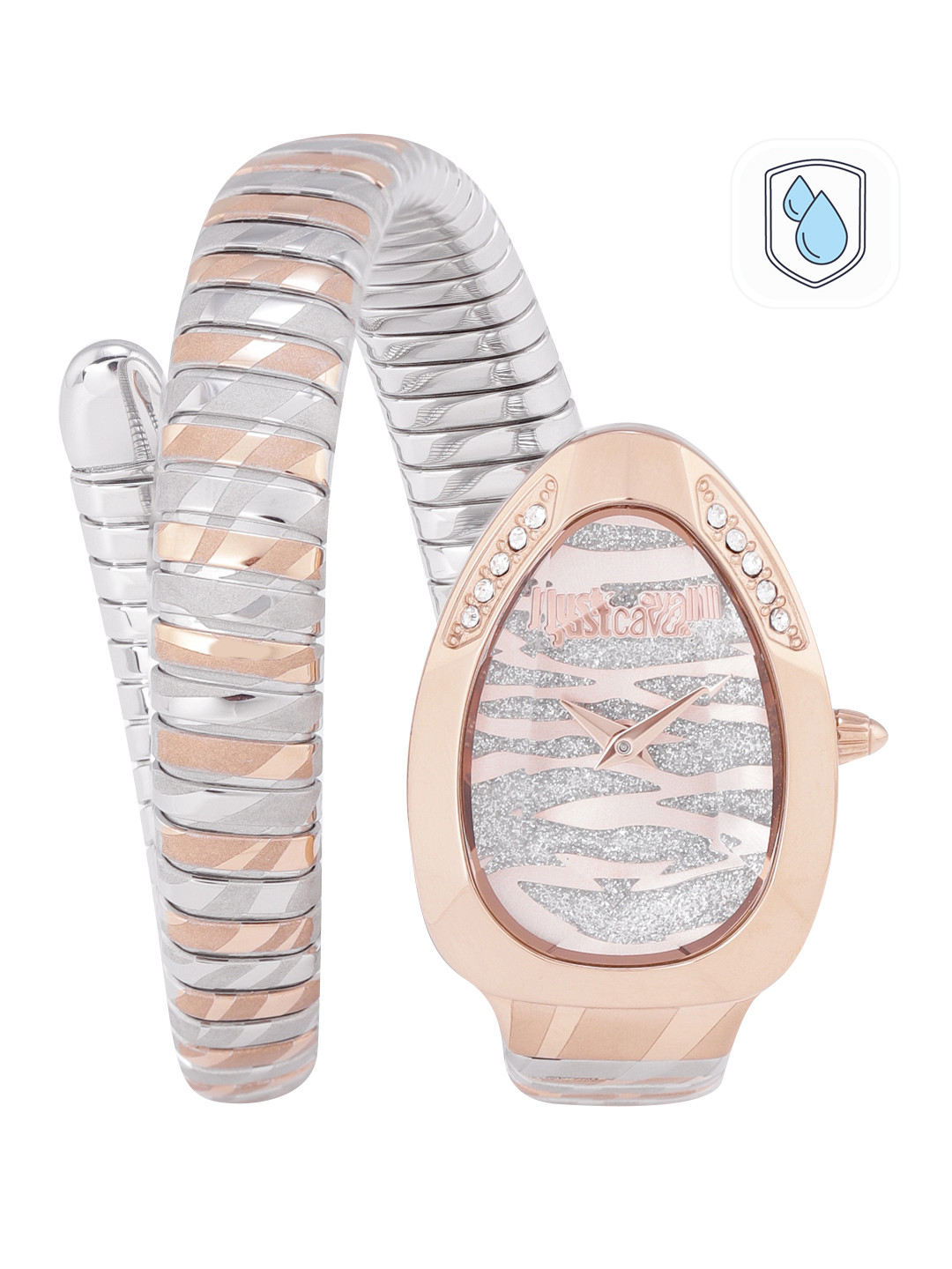 

Just Cavalli Women Silver-Toned Dial & Rose Gold-Plated Strap Analogue Watch JC1L225M0095