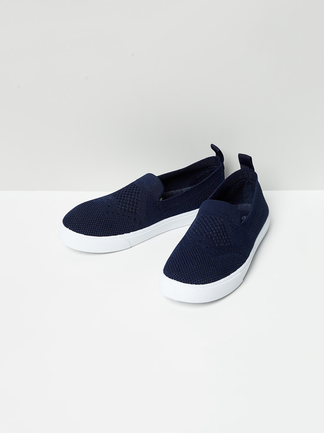 

max Girls Blue Woven Design Slip-On Sneakers