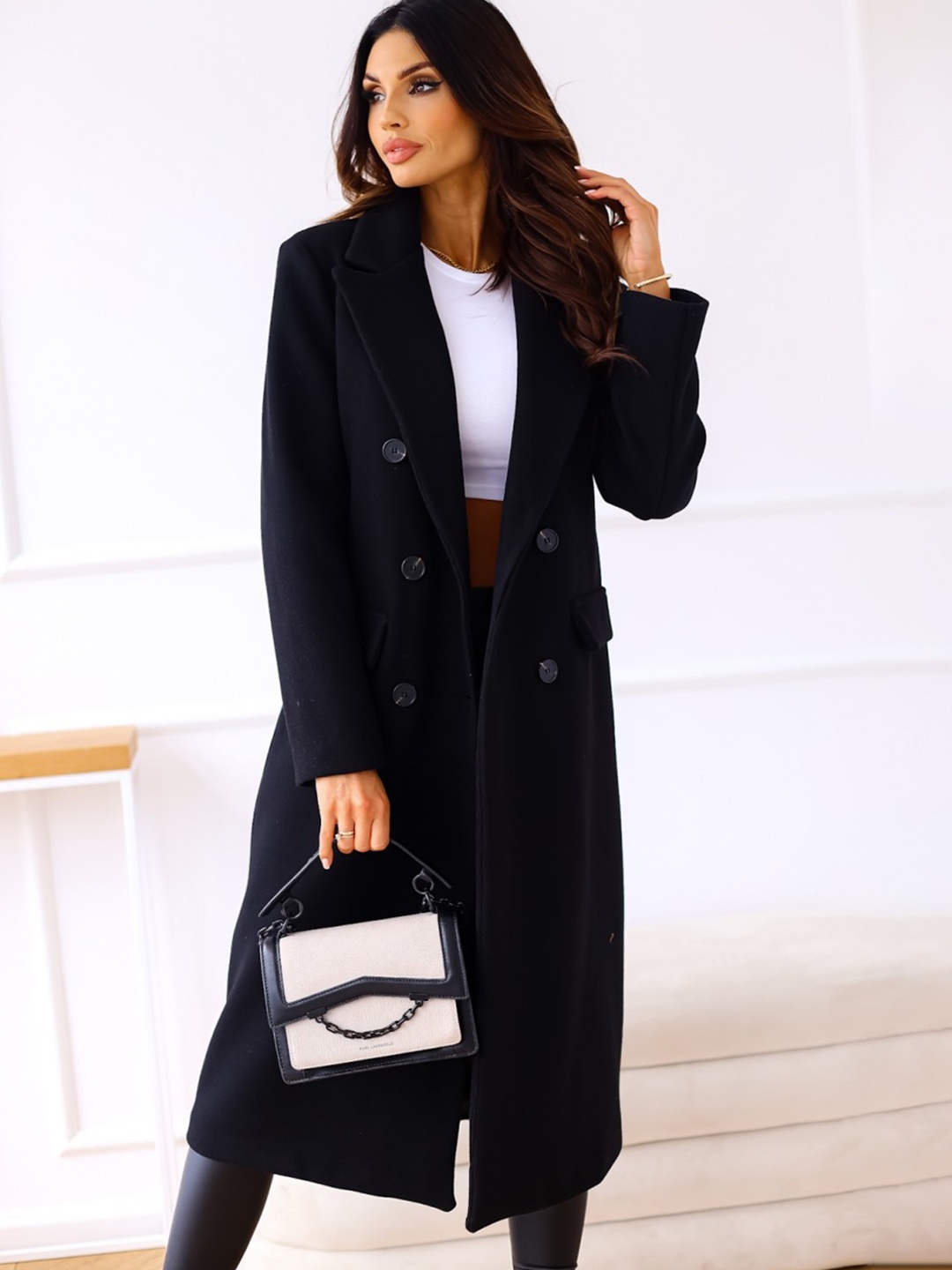 

StyleCast Women Black Solid Long Sleeves Longline Over Coats