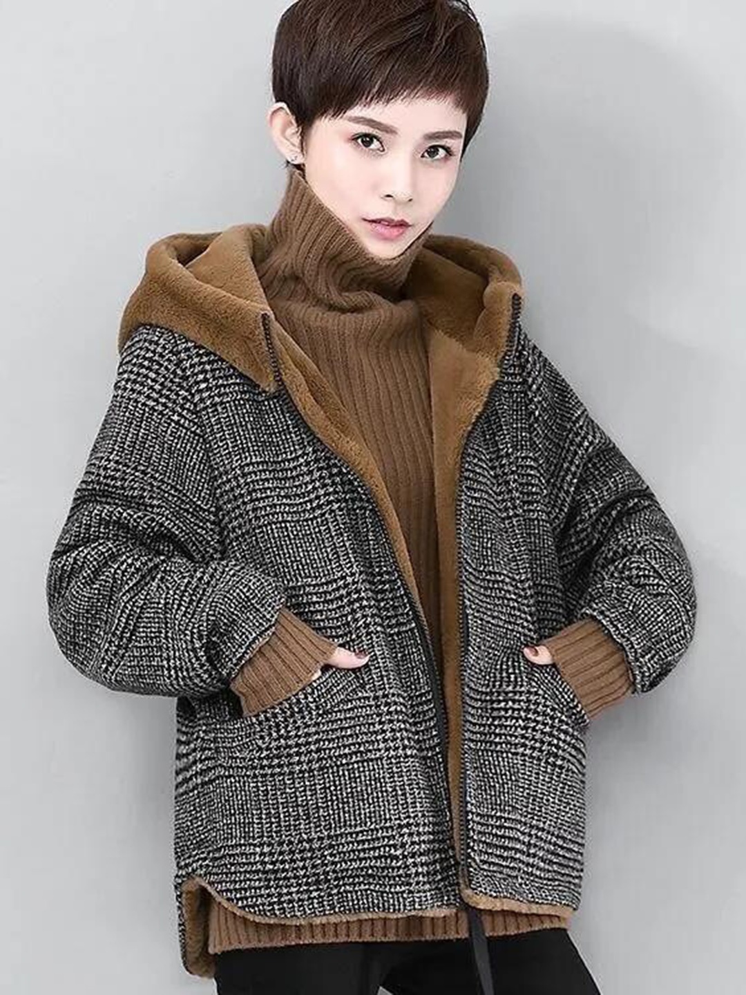 

BoStreet Women Brown Geometric Parka Jacket