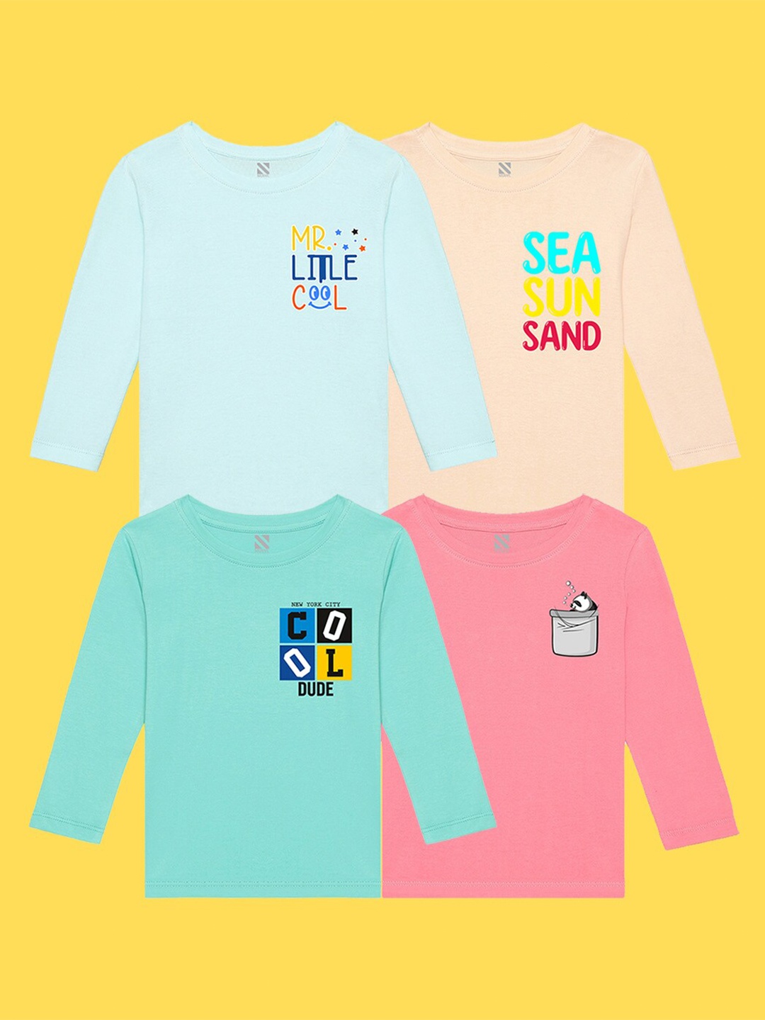 

NUSYL Kids Pack of 4 Applique T-shirt, Pink