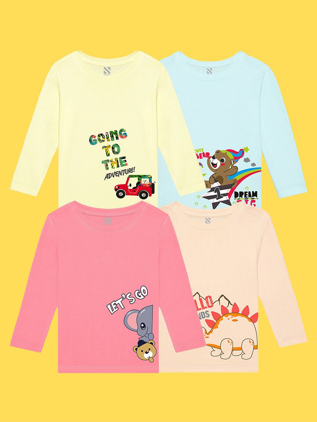 

NUSYL Kids Pack of 4 V-Neck T-shirt, Mauve