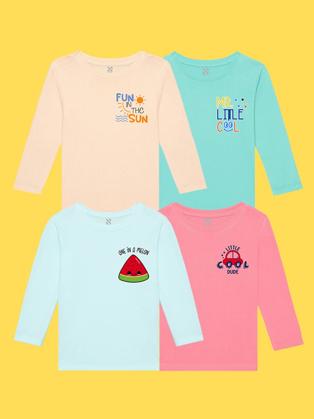 

NUSYL Kids Pack of 4 Applique T-shirt, Green
