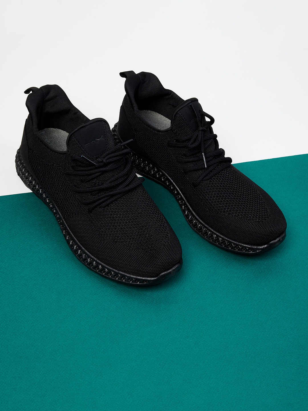 

max Men Black Woven Design Sneakers