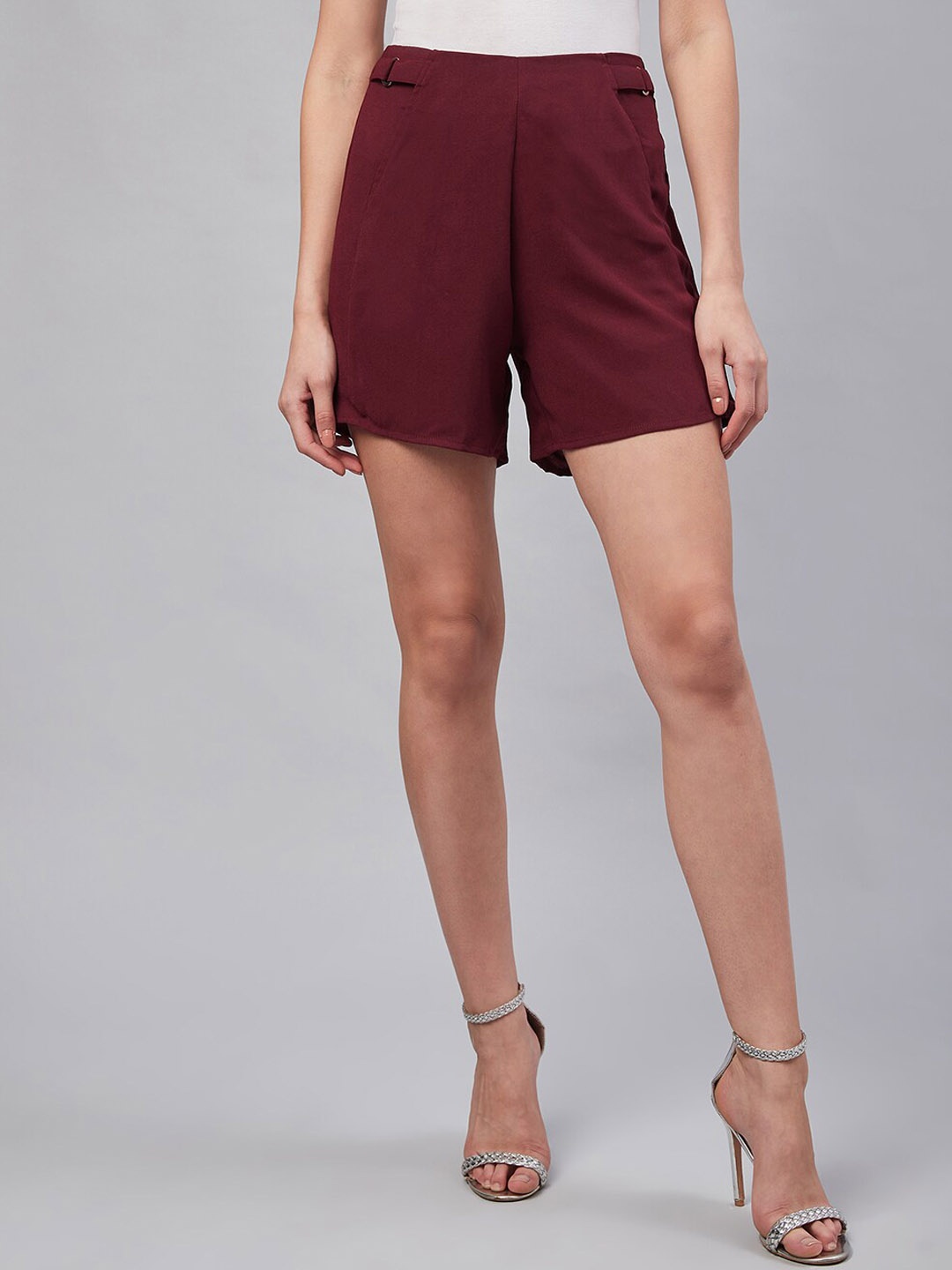 

Carlton London Women Maroon Solid Shorts