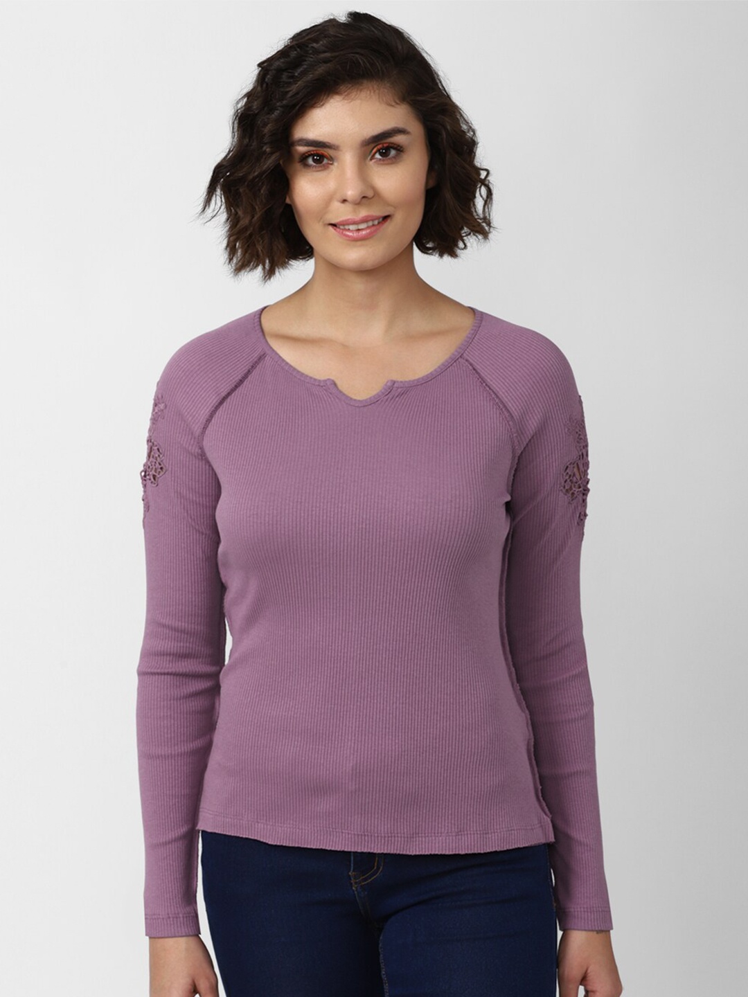 

FOREVER 21 Women Purple Solid Top