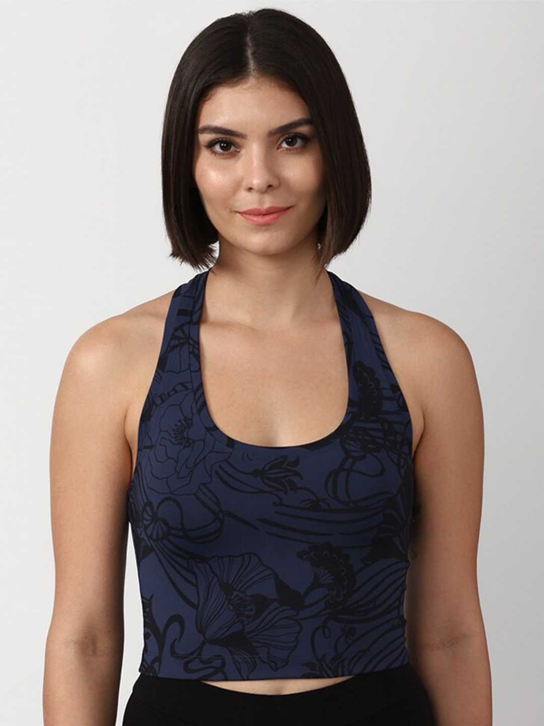 

FOREVER 21 Blue Floral Print Tank Crop Top
