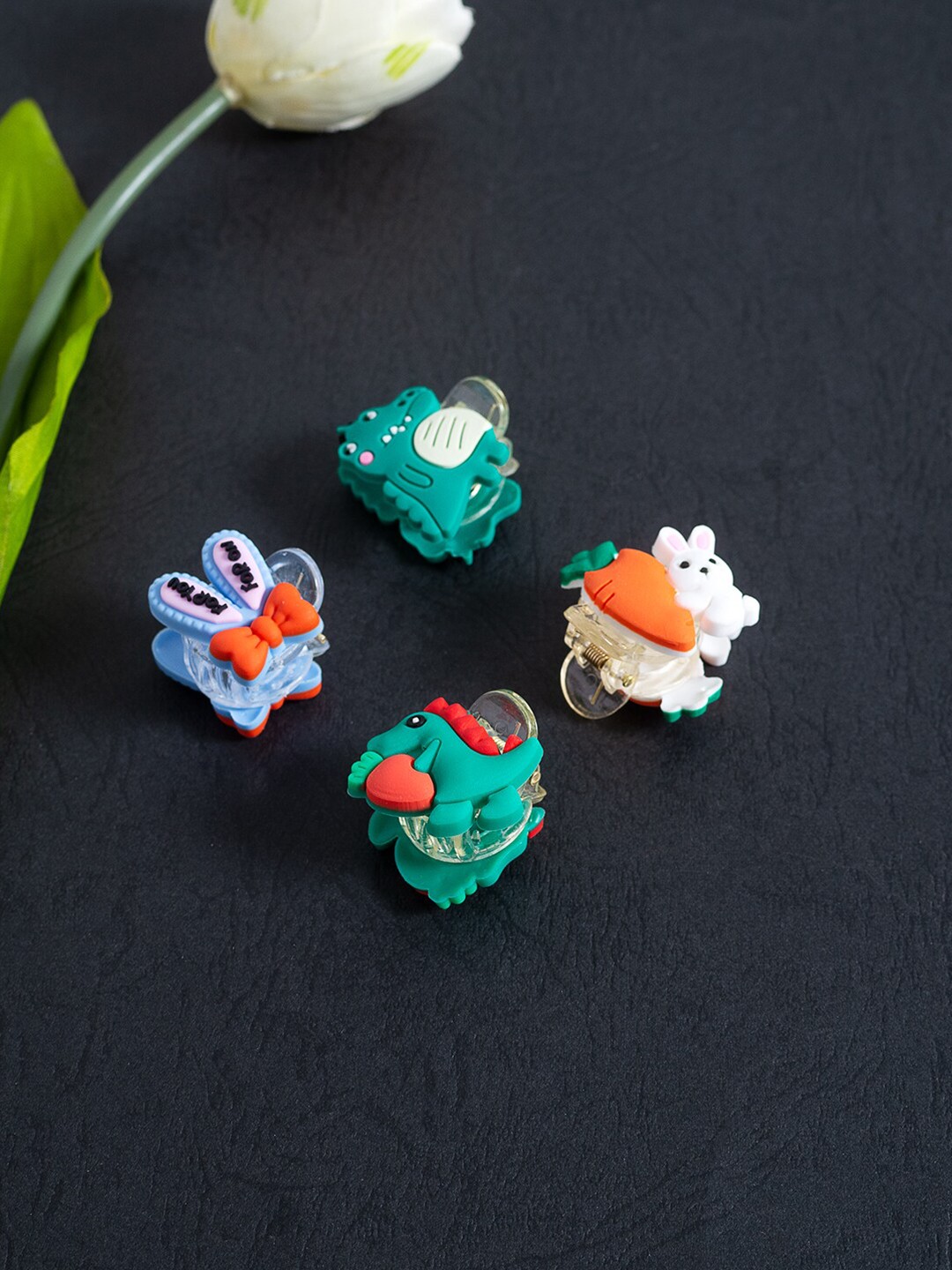 

Golden Peacock Girls Set of 4 Claw Clips, Green