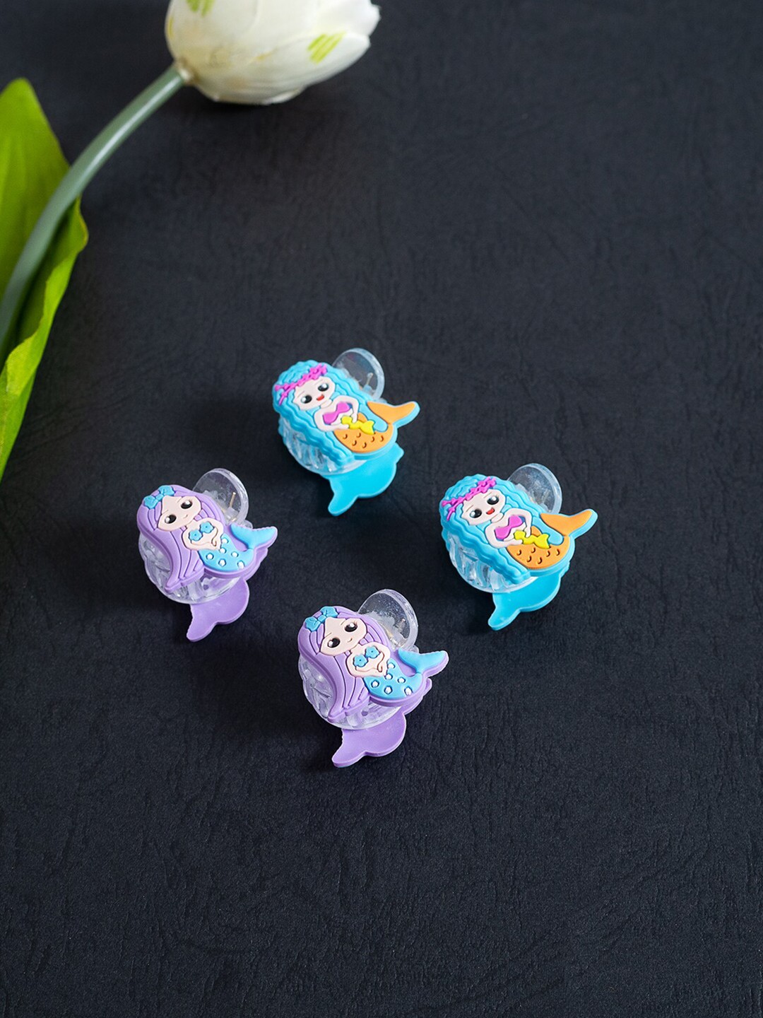 

Golden Peacock Girls Set of 4 Claw Clips, Blue